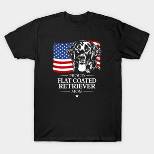 Proud Flat Coated Retriever Mom American Flag patriotic dog T-Shirt